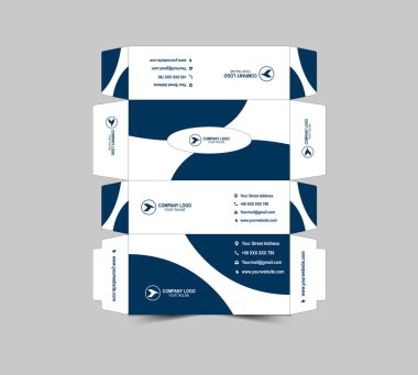 Doku Kutusu Tasarım Şablonu Mavi Renkli Kağıt Havlu Paket Çizimi