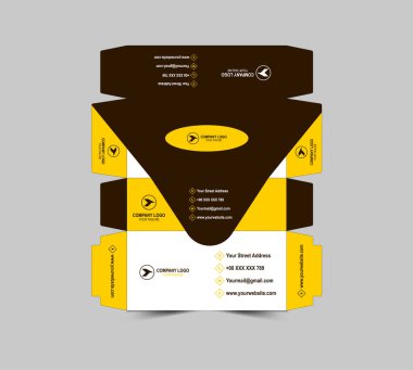 Doku Kutusu Tasarım Şablonu Kahverengi ve Sarı Kağıt Kağıt Havlu Paket Çizimi