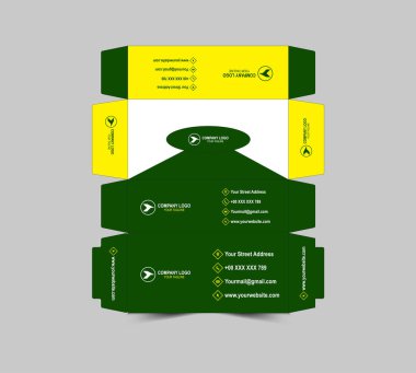 Doku Kutusu Tasarım Şablonu Yeşil ve Sarı Kağıt Havlu Paket Çizimi