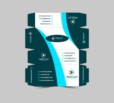 Doku Kutusu Tasarım Şablonu Cyan Kağıt Havlu Paketleme Vektörü İllüstrasyonu