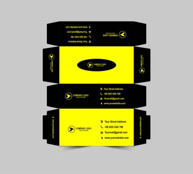 Doku Kutusu Tasarım Şablonu Siyah ve Sarı Kağıt Havlu Paket Çizimi