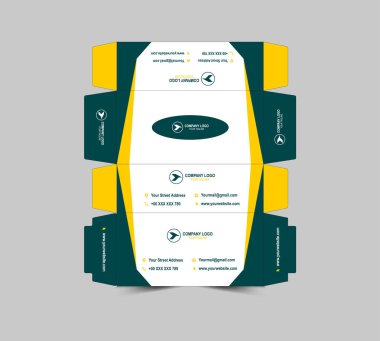 Doku Kutusu Şablonu Tasarımı Yeşil ve Sarı Kağıt Havlu Paket Çizimi