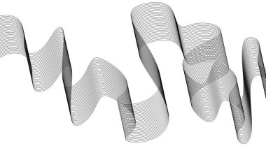 Harmanlanmış Dalgalı Eğri Çizgiler Soyut Siyah Tasarım Arkaplan Vektör Resimlemesi