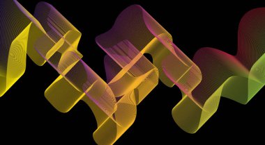 Eğri Dalgalı Çizgileri Harmanla Soyut Sarı Gradyan Arkaplan Tasarım Vektörü İllüstrasyonu