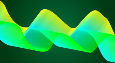 Eğri Dalgalı Çizgileri Harmanla Yeşil Cyan Gradyan Soyut Tasarım Vektörü İllüstrasyonu