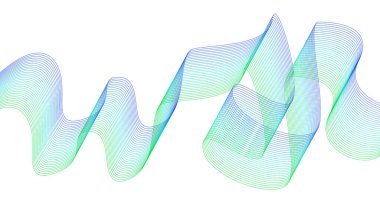 Soyut Harmanlama Çizgileri Dalgalı Tasarım Cyan Gradyan Vektör İlülasyonu