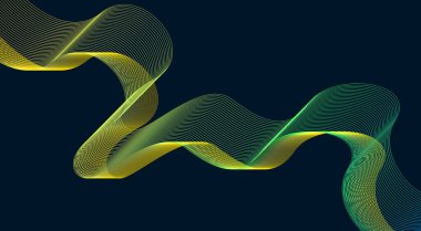 Soyut Harmanlama Çizgileri Dalgalı Yeşil Cyan Renkli Gradyan Tasarım Vektörü İllüstrasyonu