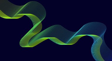 Soyut Harmanlama Çizgileri Dalgalı Arkaplan Yeşil Cyan Gradyan Tasarım Vektörü İllüstrasyonu