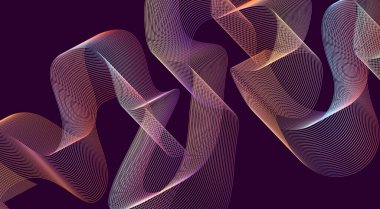 Soyut Harmanlama Çizgileri Dalga Eğrisi Arkaplan Mor Renkli Gradyan Tasarım Vektörü İllüstrasyonu