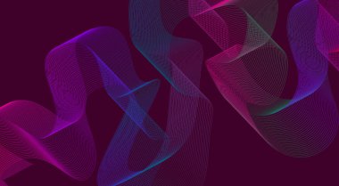 Soyut Harmanlama Çizgileri Dalgalı Eğri Arkaplan Mor Renkli Gradyan Tasarım Vektörü İllüstrasyonu