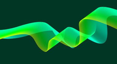 Soyut Dalga Harmanlanmış Çizgiler Arkaplan Yeşil Cyan Gradyan Tasarım Vektörü İllüstrasyonu