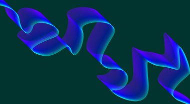 Dalgalı Harmanlanmış Çizgiler Tasarımı Mavi Gradyan Soyut Vektör İllüstrasyonu