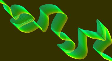 Dalgalı Harmanlanmış Çizgiler Tasarımı Yeşil Gradyan Soyut Vektör İllüstrasyonu