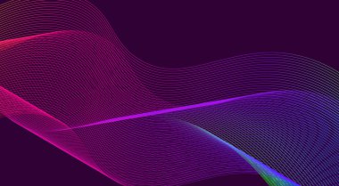 Dalgalı Harmanlanmış Çizgiler Arkaplan Tasarımı Mor Renkli Gradyan Soyut Vektör İllüstrasyonu