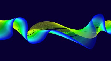 Dalgalı Harmanlanmış Çizgiler Arkaplan Mavi Renkli Gradyan Tasarımı Soyut Vektör İllüstrasyonu