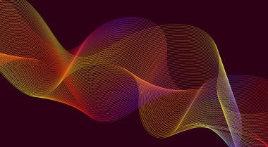 Eğri Dalgalı Çizgileri Harmanla Maroon Renkli Gradyan Tasarımı Soyut Vektör İllüstrasyonu