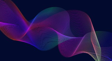 Eğri Dalgalı Çizgileri Harmanla Mor Renkli Gradyan Tasarımı Soyut Vektör İllüstrasyonu