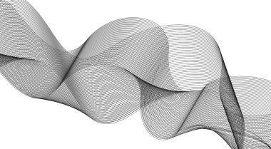 Eğri Dalgalı Çizgileri Harmanla Siyah Renk Tasarımı Soyut Vektör İllüstrasyonu