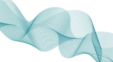 Eğimli Dalgalı Çizgiler Cyan Renk Tasarımı Soyut Vektör Resimlemesi