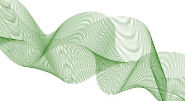 Eğimli Dalgalı Çizgileri Harmanla Yeşil Renk Tasarımı Soyut Vektör İllüstrasyonu