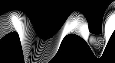 Eğri Dalgalı Çizgileri Harmanla Siyah ve Beyaz Tasarım Soyut Vektör Resimleri