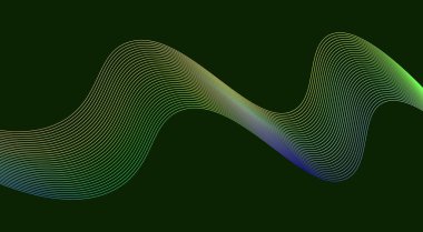 Dalgalı Harmanlama Çizgileri Tasarım Arkaplan Yeşil Renkli Gradyan Soyut Vektör İllüstrasyonu