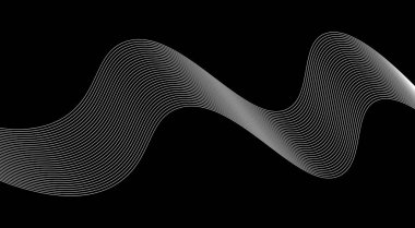 Dalgalı Harmanlama Çizgileri Tasarımı Siyah ve Beyaz Renkli Soyut Vektör İllüstrasyonu