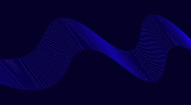 Dalgalı Harmanlama Çizgileri Tasarımı Mavi Renk Soyut Vektör İllüstrasyonu