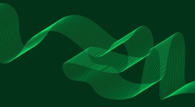 Dalgalı Harmanlama Çizgileri Tasarım Arkaplan Yeşil Cyan Soyut Vektör İlülasyonu