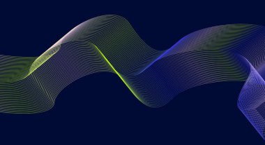 Dalgalı Harmanlama Çizgileri Soyut Arkaplan Mavi Renkli Gradyan Tasarım Vektörü İllüstrasyonu