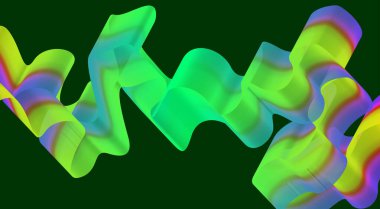 Dalgalı Harmanlama Çizgileri Soyut Arkaplan Yeşil Gradyan Renk Eğrisi Tasarım Vektörü İllüstrasyonu