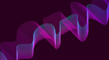 Dalgalı Harmanlama Çizgileri Soyut Arkaplan Mor Gradyan Eğimli Tasarım Vektörü İllüstrasyonu