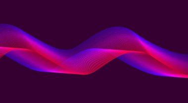 Dalgalı Çizgiler Eğri Arkaplan Mor Gradyan Soyut Tasarım Vektörü İllüstrasyonunu Harmanla