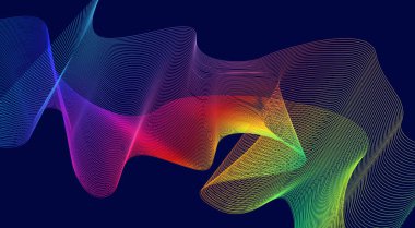 Harmanlanmış Dalgalı Çizgiler Eğri Arkaplan Mavi Renkli Gradyan Soyut Tasarım Vektörü İllüstrasyonu