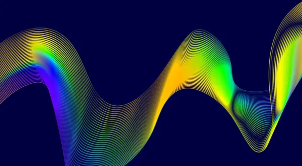 Eğri Dalgalı Çizgileri Harmanla Mavi Renkli Gradyan Tasarımı Soyut Vektör Resimleri
