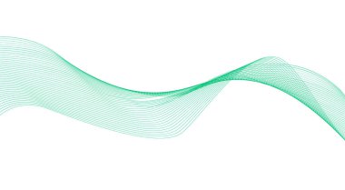 Dalgalı Çizgiler Eğri Yeşil Cyan Renkli Soyut Arkaplan Tasarım Vektörü Resimlemesi