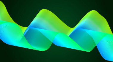 Dalgalı Çizgileri Harmanla Yeşil Renkli Gradyan Eğrisi Soyut Tasarım Vektörü İllüstrasyonu