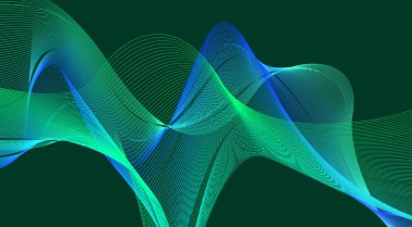 Dalgalı Arkaplan Yeşil Cyan Gradyan Eğrisi Soyut Tasarım Vektörü Resimlerini Harmanla