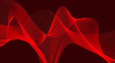 Harmanlanmış Dalgalı Arkaplan Kırmızı Renk Eğimli Soyut Tasarım Vektörü İllüstrasyonu