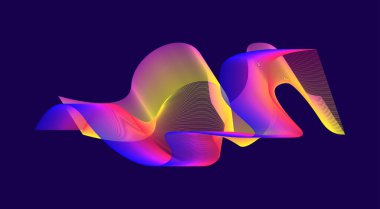 Harmanlanmış Dalgalı Eğri Tasarım Soyut Arkaplan Renkli Gradyan Çizimi