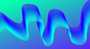 Dalgalı Harmanlanmış Soyut Eğri Arkaplan Mavi Cyan Renkli Tasarım Vektörü İllüstrasyonu