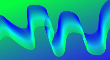 Dalgalı Harmanlanmış Soyut Eğri Arkaplan Mavi Yeşil Renkli Tasarım Vektörü İllüstrasyonu