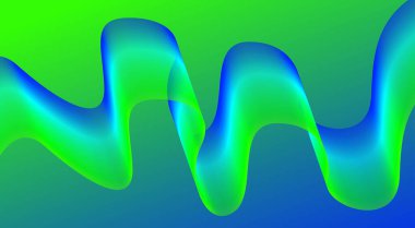 Dalgalı Harmanlanmış Soyut Eğri Arkaplan Yeşil Mavi Renkli Tasarım Vektörü İllüstrasyonu