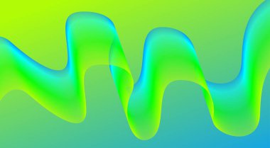 Dalgalı Harmanlanmış Soyut Eğri Arkaplan Yeşil Cyan Renkli Tasarım Vektörü İllüstrasyonu