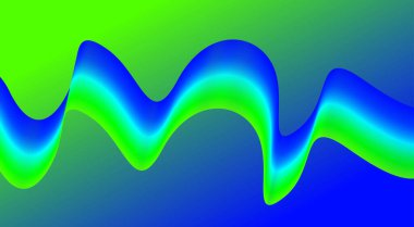 Soyut Harmanlanmış Dalgalı Yeşil Cyan Gradyan Tasarım Vektörü İllüstrasyonu