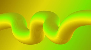 3B Harmanlanmış Sıvı Soyut Arkaplan Tasarımı Sarı Renk Vektörü İllüstrasyonu