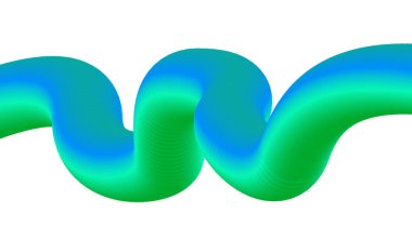 3B Harmanlanmış Sıvı Soyut Tasarım Yeşil Cyan Renk Arkaplan Vektörü İllüstrasyonu