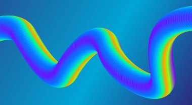 3B Harmanlanmış Sıvı Tasarımı Mavi Cyan Renkli Gradyan Vektör İllüstrasyonu