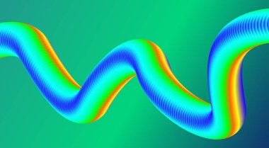 3B Harmanlanmış Sıvı Tasarımı Yeşil Cyan Renkli Gradyan Vektör İllüstrasyonu