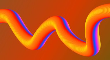 3B Harmanlanmış Sıvı Tasarımı Turuncu Renkli Gradyan Vektör İllüstrasyonu